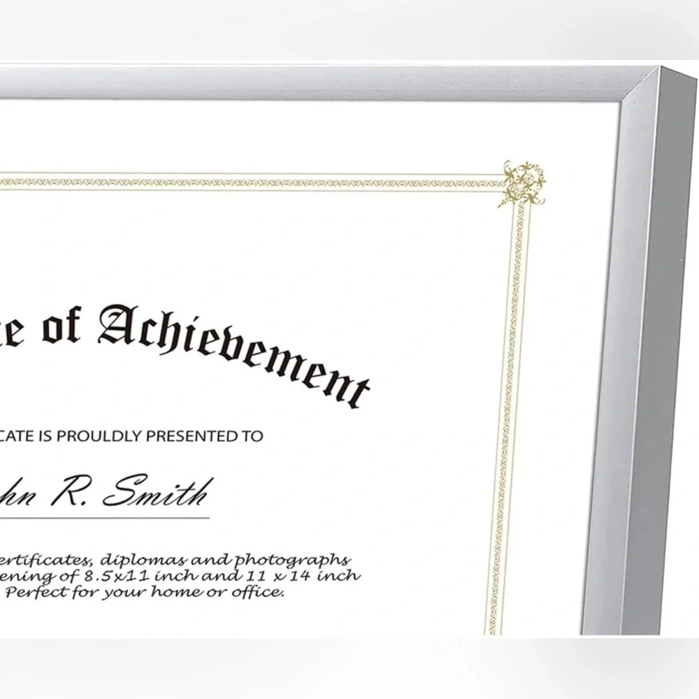 Golden State Art 8.5x11 Aluminum Certificate Diploma Frame 8.5 x 11 Silver